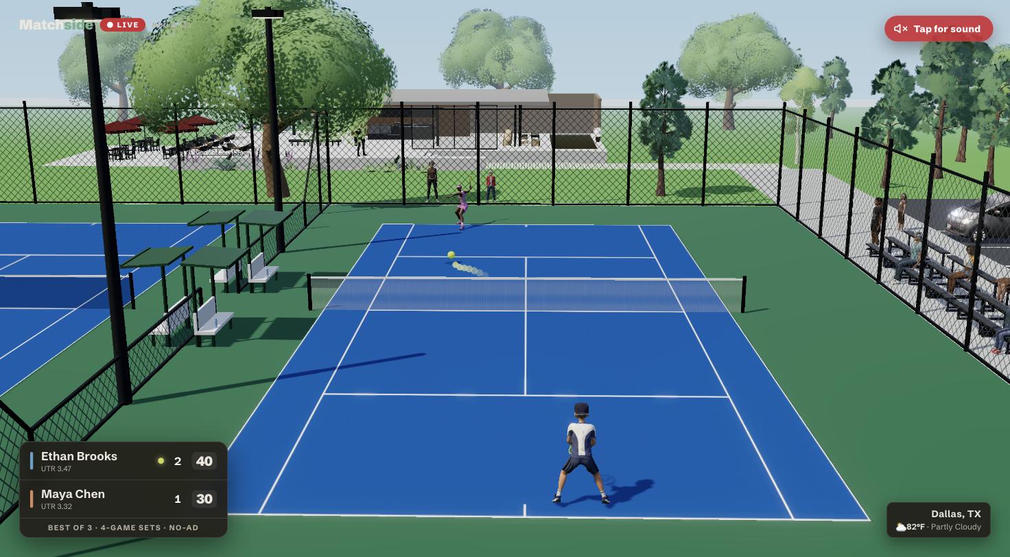 Live 3D broadcast — rally at the club court