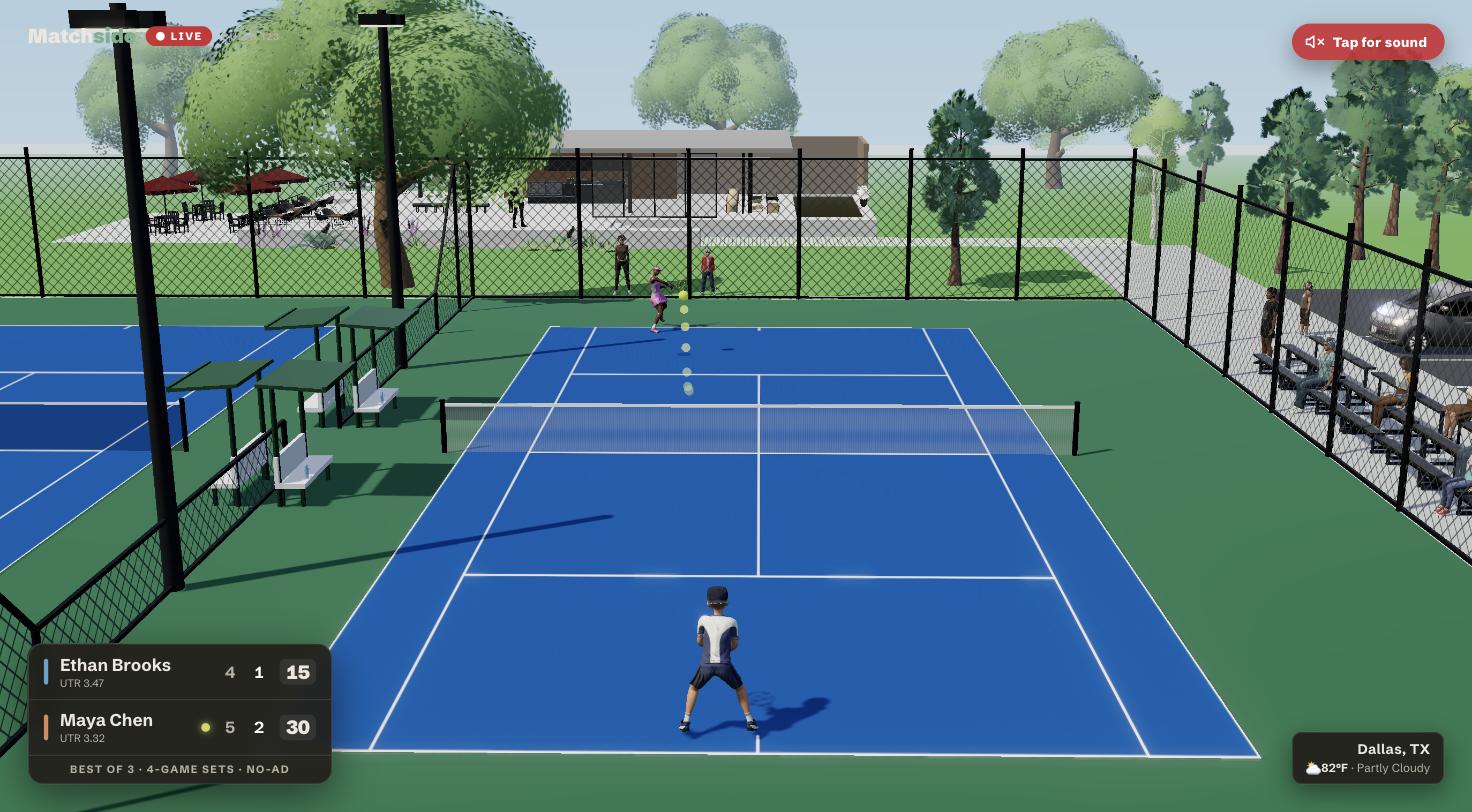 3D broadcast — serve at the club court
